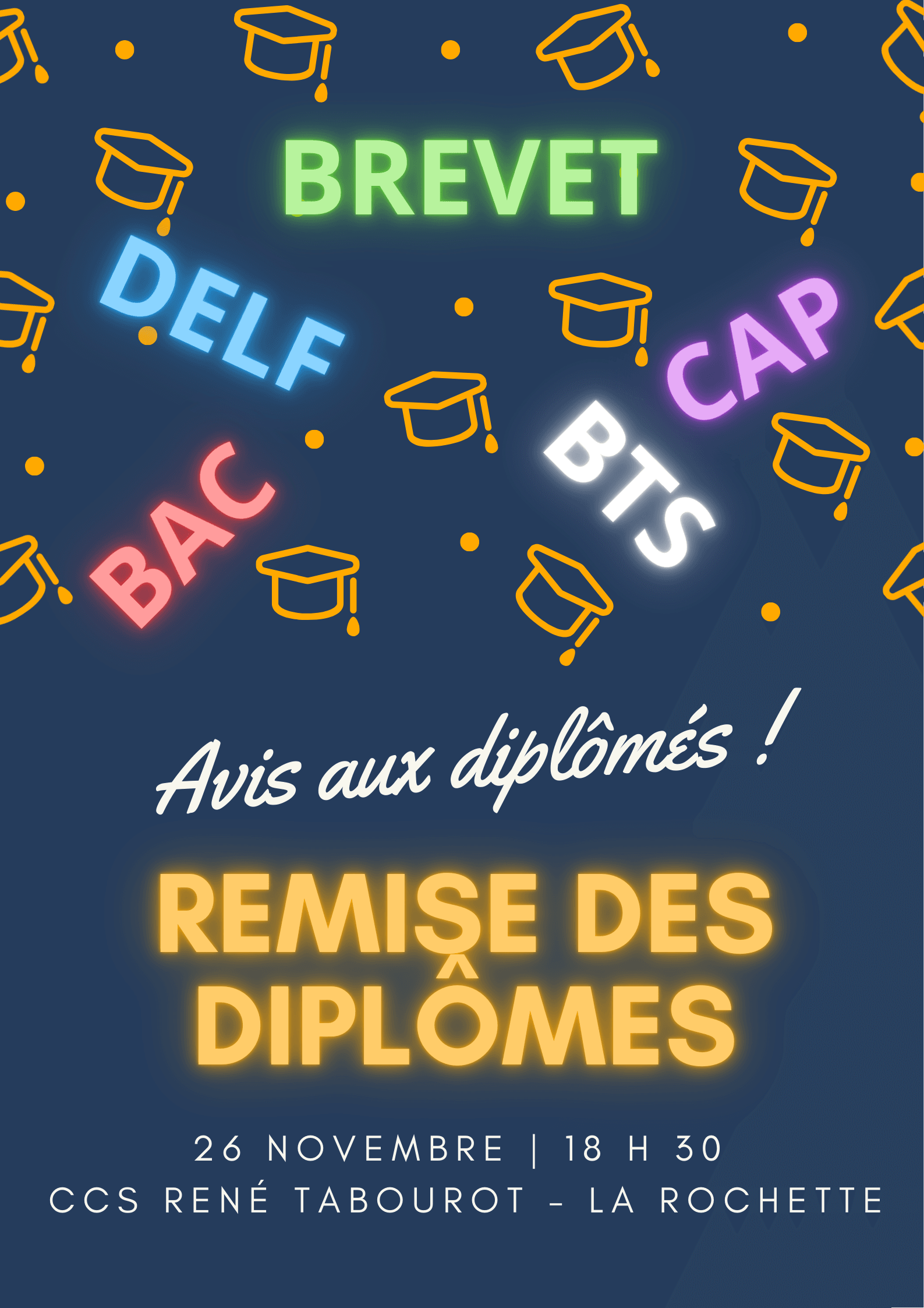 Remise de diplômes - CCS René Tabourot, Imp. des Pincevents, 77000 La Rochette, France